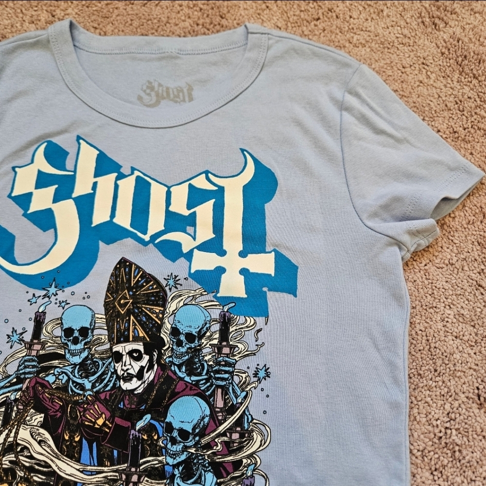 Ghost Thurrible and Friends Micro Tee Light Blue Baby Doll Size Lg Concert Tee